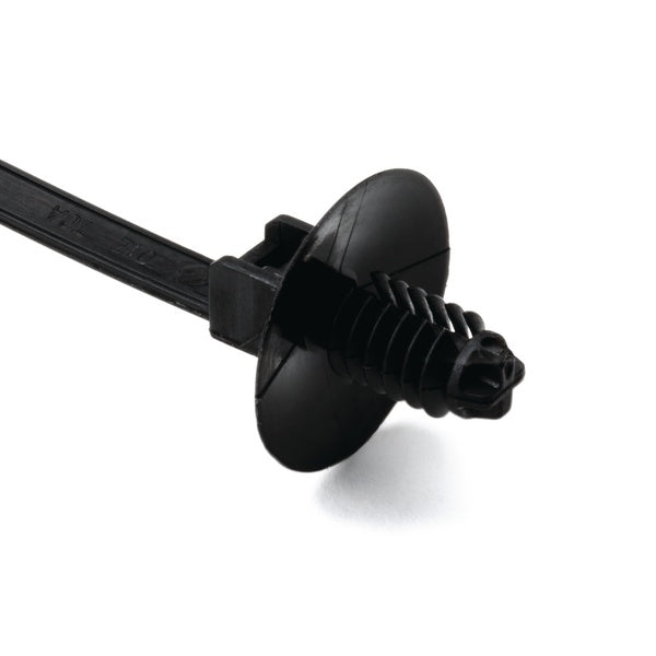 HellermannTyton 150-55500 | 1-Piece Cable Tie/Fir Tree Mount, 6.7" Long, Mounting Hole Diameter 0.25" - 0.28", Pa66, Black, 500/Pkg
