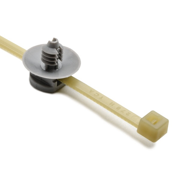 HellermannTyton 150-55948 | 2-Piece Cable Tie/Fir Tree Mount, 6.0"L, 0.17" - 0.20" Mounting Hole Diameter, Pa46, Gray, 500/Pkg
