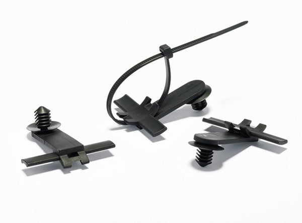 HellermannTyton 151-00080 | Standoff Bundling Clip, 1.7" Long, .25"-.28" Panel Thickness, PA66HS, Black, 500/pkg