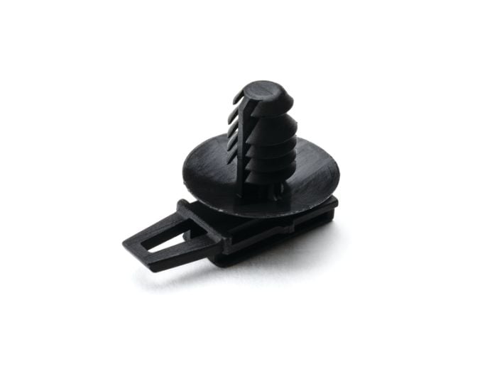 HellermannTyton 151-00785 | Connector Clip w/Fir Tree, 0.7 - 4.0 mm Panel Thickness, 6.0 - 6.7 mm Hole Dia, PA66HIRHS, Black