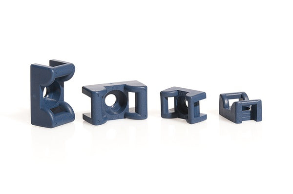 HellermannTyton 151-00950 | Cable Tie Anchor Mount, 0.70" x 0.35", 0.18" Hole Dia, 0.25" Max Tie Width, PA66MP, Blue, 100/Package