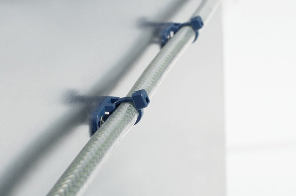HellermannTyton 151-00997 | Cable Tie Anchor Mount, 0.81" x 0.41", 0.17" Hole Dia, 0.20" Max Tie Width, PA66MP, Blue, 100/pkg