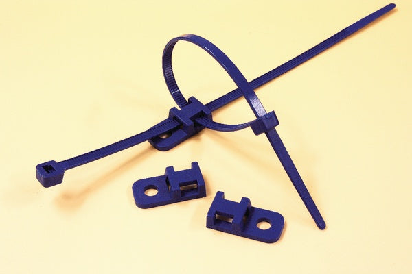 HellermannTyton 151-00997 | Cable Tie Anchor Mount, 0.81" x 0.41", 0.17" Hole Dia, 0.20" Max Tie Width, PA66MP, Blue, 100/pkg