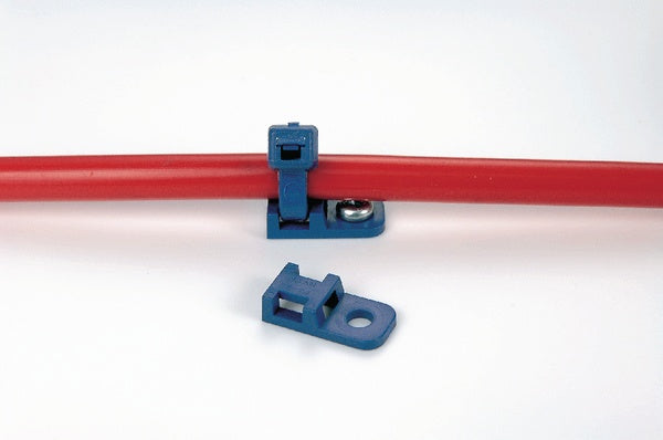 HellermannTyton 151-00997 | Cable Tie Anchor Mount, 0.81" x 0.41", 0.17" Hole Dia, 0.20" Max Tie Width, PA66MP, Blue, 100/pkg