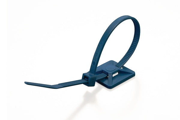 HellermannTyton 151-01169 | Screw Mount Cable Tie Base, 0.75" x 0.75", 0.14" Max Tie Width, 0.12" Hole Dia, PA66MP, Blue, 100/pkg