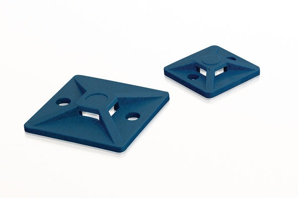 HellermannTyton 151-01169 | Screw Mount Cable Tie Base, 0.75" x 0.75", 0.14" Max Tie Width, 0.12" Hole Dia, PA66MP, Blue, 100/pkg