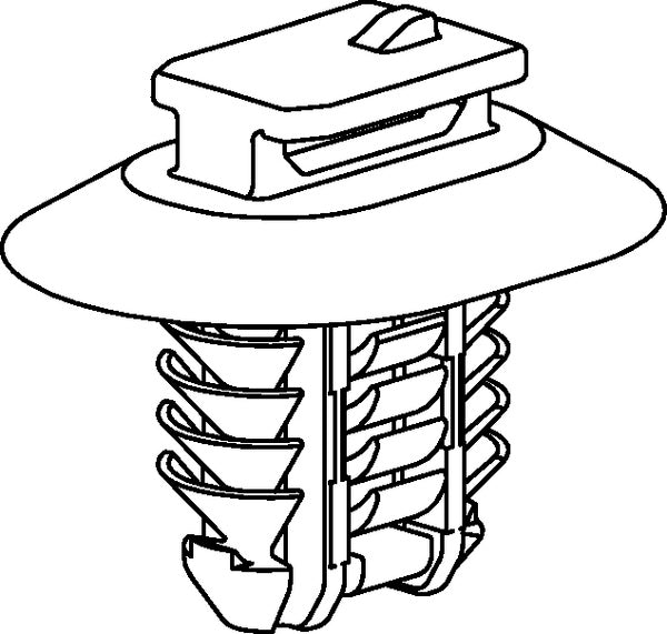 HellermannTyton 151-01286 | Connector Clip w/Oval Fir Tree, 0.51 - 6.75 mm Panel Thickness, Hole Dia. 6.2-13.0mm, PA66HIRHS, Black, 4000/ctn