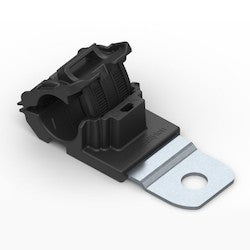 HellermannTyton 151-01441 | Ratchet P-Clamp, 0.52" - 0.77" Bundle Dia, 180° Short, 0.51" Hole Dia, PA66HIRHSUV/ST/ZN, Black, 280/Ctn