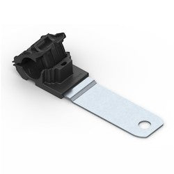 HellermannTyton 151-01446 | Ratchet P-Clamp, 0.52" - 0.77" Bundle Dia, 180° Long, 0.41" Hole Dia, PA66HIRHSUV/ST/ZN, Black, 200/Ctn