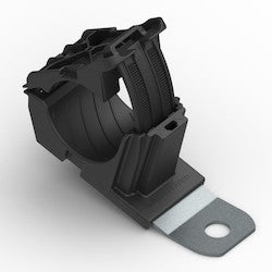 HellermannTyton 151-01484 | Ratchet P-Clamp, 0.76-1.42 in Bundle Dia, 15° Short, 0.41 in Hole Dia, Black, 160/Carton