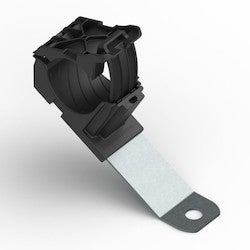 HellermannTyton 151-01490 | Ratchet P-Clamp, 0.76-1.42 in Bundle Dia, 30° Long, 0.41 in Hole Dia, PA66HIRHSUV/ST/ZN, Black, 140/Carton