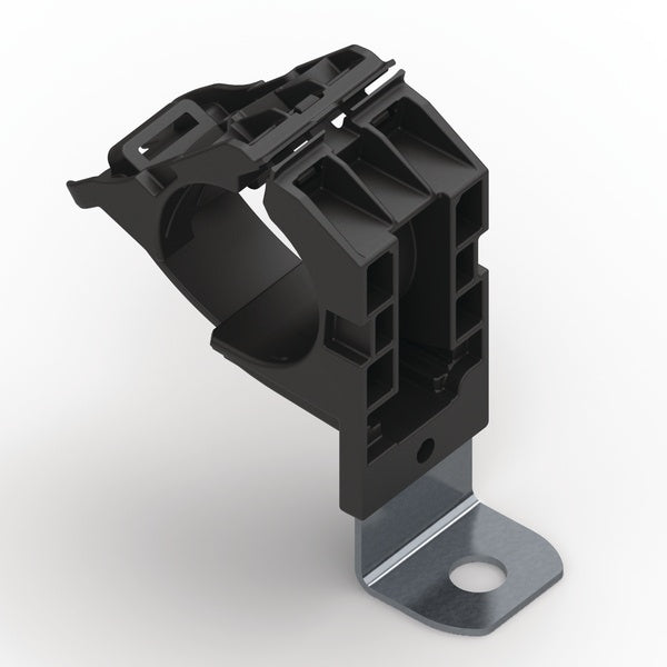 HellermannTyton 151-01493 | Ratchet P-Clamp, .76"-1.42" Bundle Dia, 90 Short, .41" Hole Dia, PA66HIRHSUV/ST/ZN, Black, 160/ctn
