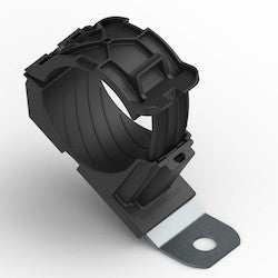 HellermannTyton 151-01512 | Ratchet P-Clamp, 1.38-2.01 in Bundle Dia, 30° Short, 0.33 in Hole Dia, Black, 160/Carton