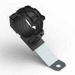 HellermannTyton 151-01517 | Ratchet P-Clamp, 1.38-2.01 in Bundle Dia, 30° Long, 0.51 in Hole Dia, PA66HIRHSUV/ST/ZN, Black, 140/Carton