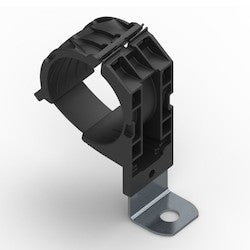 HellermannTyton 151-01520 | Ratchet P-Clamp, 1.38-2.01 in Bundle Dia, 90° Short, 0.51 in Hole Dia, Black, 160/Carton