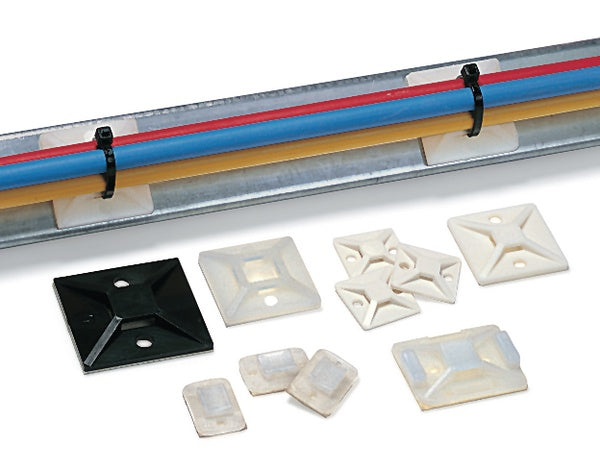 HellermannTyton 151-01630 | VHB Adhesive Base, .75" x .75", .14" Max Tie Width, .12" Hole Dia, PA66HIRHSUV, Black, 500/pkg