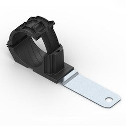 HellermannTyton 151-01663 | Ratchet P-Clamp, 1.38-2.01 in Bundle Dia, 180° Long, 0.26 in Hole Dia, Black, 140/Carton