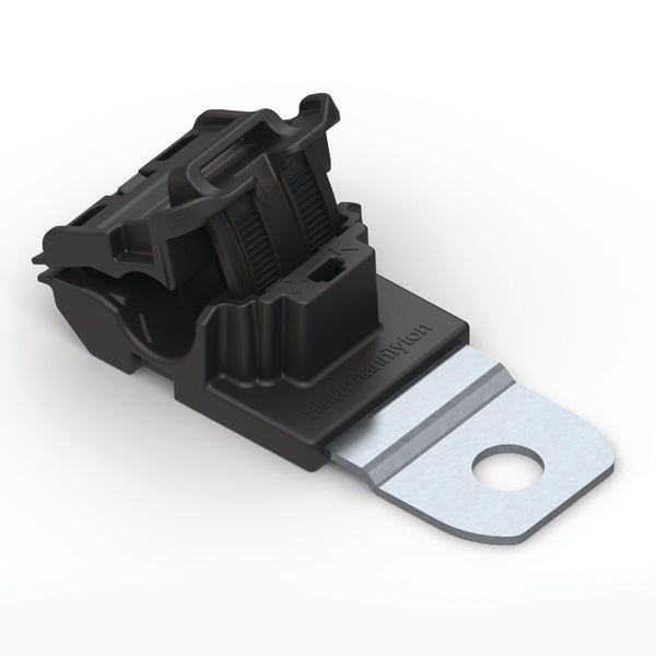 HellermannTyton 151-01670 | Ratchet P-Clamp, .24"-.54" Bundle Dia, 180 Short, .26" Hole Dia, PA66HIRHSUV/ST/ZN, Black, 5/bag