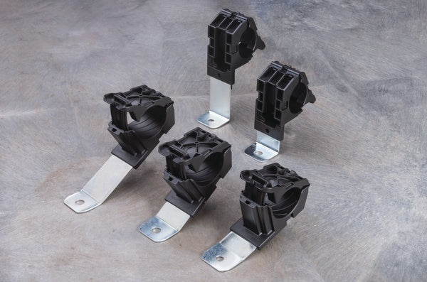 HellermannTyton 151-01672 | Ratchet P-Clamp, .76"-1.42" Bundle Dia, 180 Short, .26" Hole Dia, PA66HIRHSUV/ST/ZN, Black, 3/bag