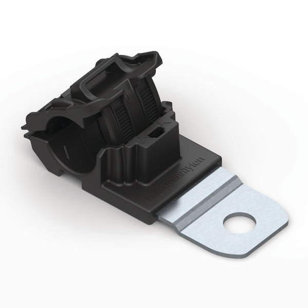 HellermannTyton 151-01945 | Ratchet P-Clamp, 0.52 - 0.77" Bundle Dia, 180° Short, 0.41" Hole Dia, Pa66Hirhsuv/Ss304, Black, 280/Ctn