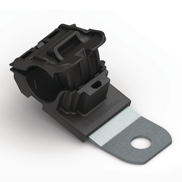 HellermannTyton 151-01957 | Ratchet P-Clamp, 0.52 - 0.77" Bundle Dia, 15° Short, 0.41" Hole Dia, Pa66Hirhsuv/Ss304, Black, 280/Ctn