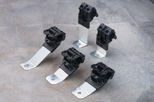 HellermannTyton 151-01965 | Ratchet P-Clamp, .52"-.77" Bundle Dia, 30 Long, .41" Hole Dia, PA66HIRHSUV/SS304, Black, 200/ctn