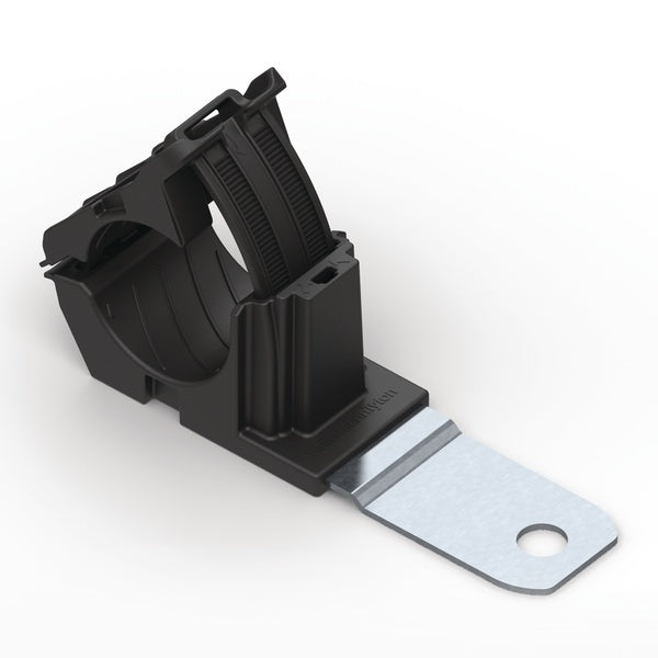 HellermannTyton 151-01981 | Ratchet P-Clamp, .76"-1.42" Bundle Dia, 180 Med, .41" Hole Dia, PA66HIRHSUV/SS304, Black, 140/ctn