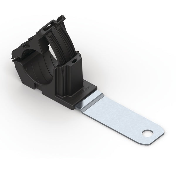 HellermannTyton 151-01986 | Ratchet P-Clamp, .76"-1.42" Bundle Dia, 180 Long, .51" Hole Dia, PA66HIRHSUV/SS304, Black, 140/ctn