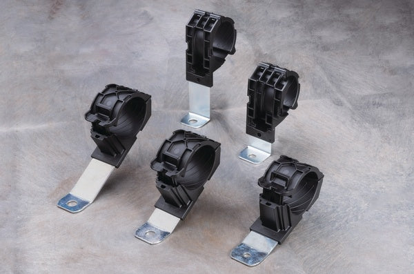 HellermannTyton 151-02027 | Ratchet P-Clamp, 1.38 - 2.01" Bundle Dia, 30° Short, 0.51" Hole Dia, Pa66Hirhsuv/Ss304, Black, 160/Ctn