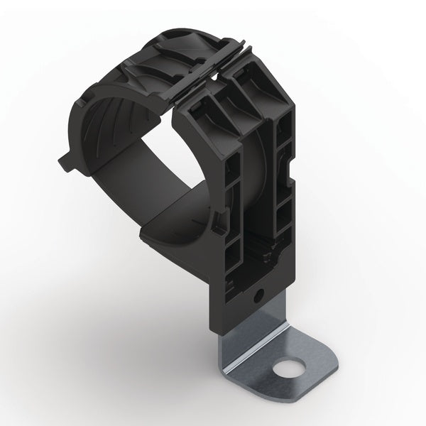 HellermannTyton 151-02033 | Ratchet P-Clamp, 1.38 - 2.01" Bundle Dia, 90° Short, 0.33" Hole Dia, Pa66Hirhsuv/Ss304, Black, 160/Ctn