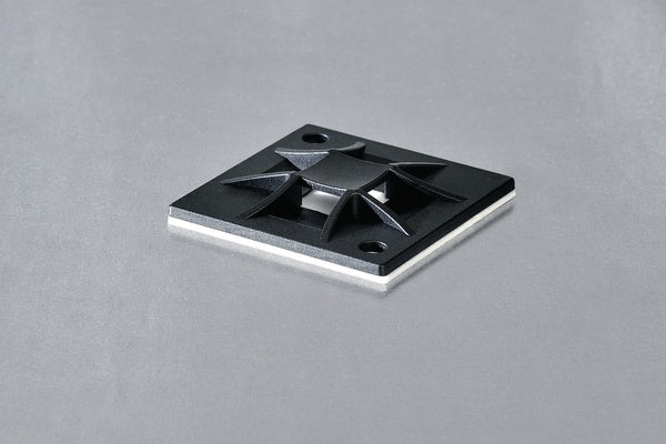 HellermannTyton 151-10916 | Q Tie Mount With Adhesive, 1.6" X 1.6" X 0.26", 4 Way Entry For Q18 Thru Q120 Ties, Pa66, Black, 50/Pkg