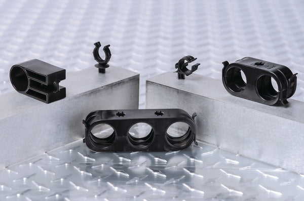 HellermannTyton 151-14312 | Convoluted Tubing Clip, 0.5" Max Bundle Diameter, 0.03 - 0.12" Panel Thick, Pa66Hirhs, Black, 500/Pkg