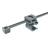 HellermannTyton 156-00014 | 2-Piece Cable Tie with Pipe Clip, 6.0" Long, Attaches to Diameter 0.26" - 1.2", PA46, Black, 500/pkg