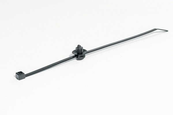 HellermannTyton 156-00157 | 2-Piece Cable Tie/Fir Tree Mount, 8.0"L, 0.26 - 0.28" Mounting Hole Diameter, Pa66Hs, Black, 500/Pkg