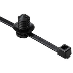 HellermannTyton 156-00377 | 2-Piece Cable Tie/Fir Tree Mount, 12.0"L, 0.30" - 0.31" Mounting Hole, 50Lb, Pa66Hs, Black, 500/Pkg