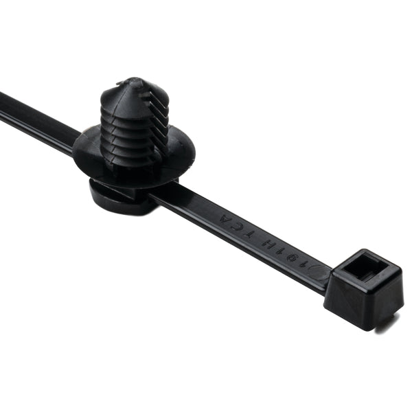 HellermannTyton 156-00378 | 2-Piece Cable Tie/Fir Tree Mount, 15.0"L, .30"-.31" Mounting Hole, 50lb, PA66HIRHS, Black, 500/pkg