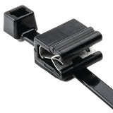 HellermannTyton 156-00541 | 2-Piece Cable Tie & Edge Clip, 8.0" Long, EC5A, 1-3 mm Panel, 50lb, PA66HS/PA66HIRHSUV, Black, 500/pkg