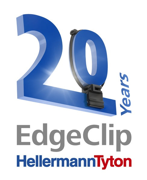 HellermannTyton 156-00552 | Cable Tie and Edge Clip, 50 lbs, 8.0" Long, EC10, Panel Thickness .04"-.12", PA66HS, Black, 500/bag