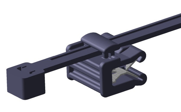 HellermannTyton 156-00553 | 2-Piece Cable Tie & Edge Clip, 8.0" Long, Ec21, 1–3 Mm Panel, 50Lb, Pa66Hs/Pa66Hirhsuv, Black, 500/Pkg