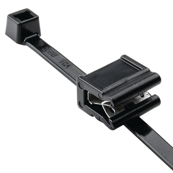 HellermannTyton 156-00553 | 2-Piece Cable Tie & Edge Clip, 8.0" Long, Ec21, 1–3 Mm Panel, 50Lb, Pa66Hs/Pa66Hirhsuv, Black, 500/Pkg