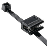 HellermannTyton 156-00553 | 2-Piece Cable Tie & Edge Clip, 8.0" Long, Ec21, 1–3 Mm Panel, 50Lb, Pa66Hs/Pa66Hirhsuv, Black, 500/Pkg