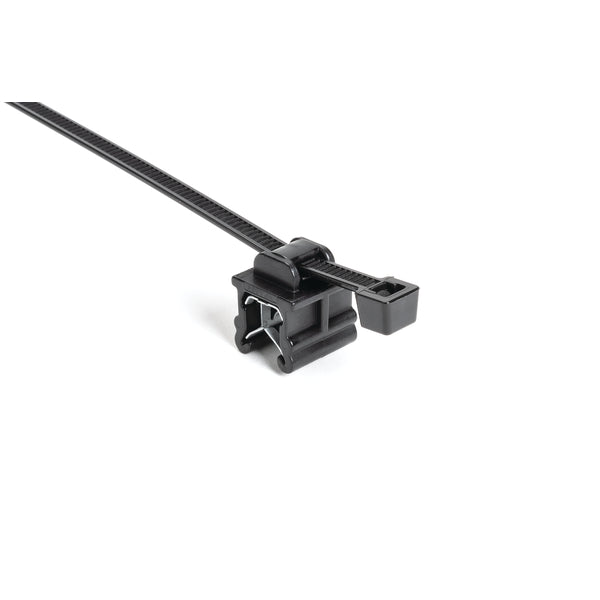 HellermannTyton 156-00591 | 2-Piece Cable Tie & Edge Clip, 8.0" Long, Ec20, 3-6 Mm Panel, 50Lb, Pa66Uv/Pa66Hirhsuv, Black, 100/Pkg