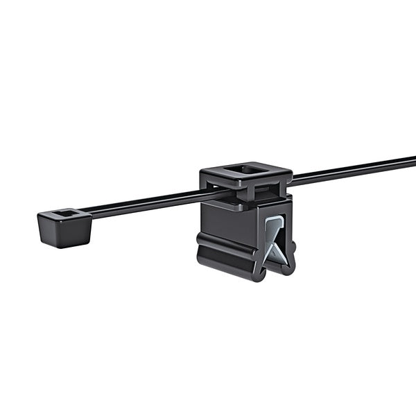 HellermannTyton 156-00813 | 2-Piece Cable Tie & Edge Clip, 6.0" Long, Ec4A, 1–3 Mm Panel, 30Lb, Pa66Hs, Black, 500/Pkg