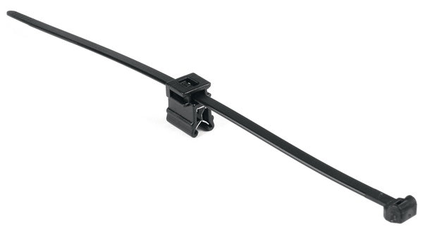 HellermannTyton 156-00861 | Outside Serrated Cable Tie & Edge Clip, 8.0" Long, EC4B, 1-3 mm Panel, 50lb, PA66HS, Black, 500/pkg