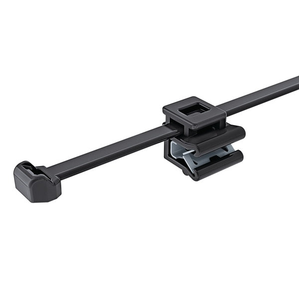 HellermannTyton 156-00862 | Outside Serrated Cable Tie & Edge Clip, 8.0" Long, EC5B, 1-3 mm Panel, 50lb, PA66HS, Black, 500/pkg