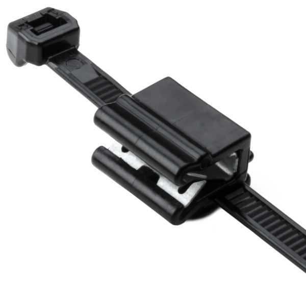 HellermannTyton 156-00863 | Outside Serrated Cable Tie and Edge Clip, 5.9" Length, EC5B, 1-3 mm Panel, 50 lb, PA66HS, Black, 500/Pack