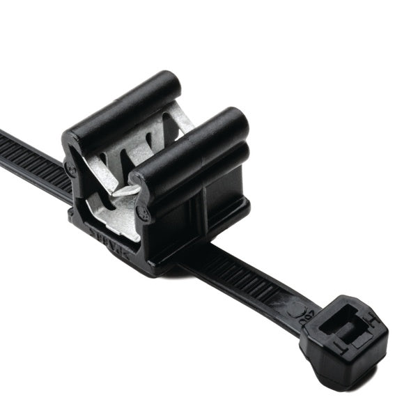 HellermannTyton 156-00873 | Outside Serrated Cable Tie & Edge Clip, 8.0" Long, Ec20, 3 - 6 Mm Panel, 50Lb, Pa66Hs, Black, 500/Pkg