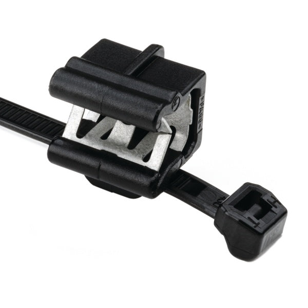 HellermannTyton 156-00878 | Outside Serrated Cable Tie & Edge Clip, 8.0" Long, Ec24, 3 - 6 Mm Panel, 50Lb, Pa66Hs, Black, 500/Pkg