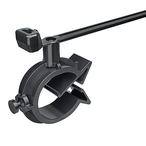 HellermannTyton 156-01340 | 1-Piece Cable Ties with Pipe Clip, 15-18mm, PA66HIRHS, Black, 500/pkg