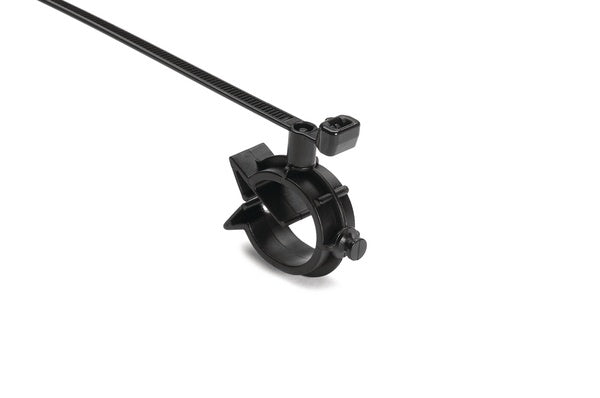 HellermannTyton 156-01340 | 1-Piece Cable Ties with Pipe Clip, 15-18mm, PA66HIRHS, Black, 500/pkg